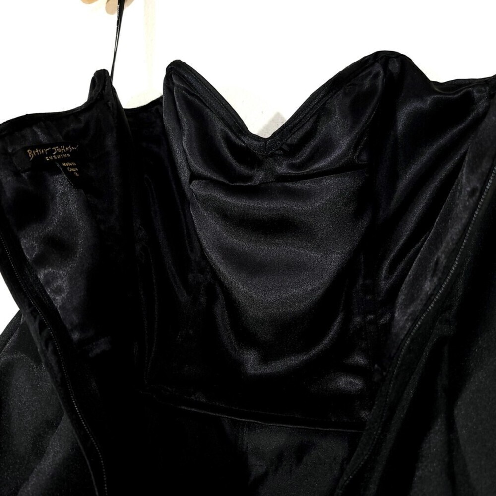 NEW Betsey Johnson Dahlia Whimsigoth Ruffle Tier Mini Dress Sequin Black Satin 8 - Picture 10 of 11